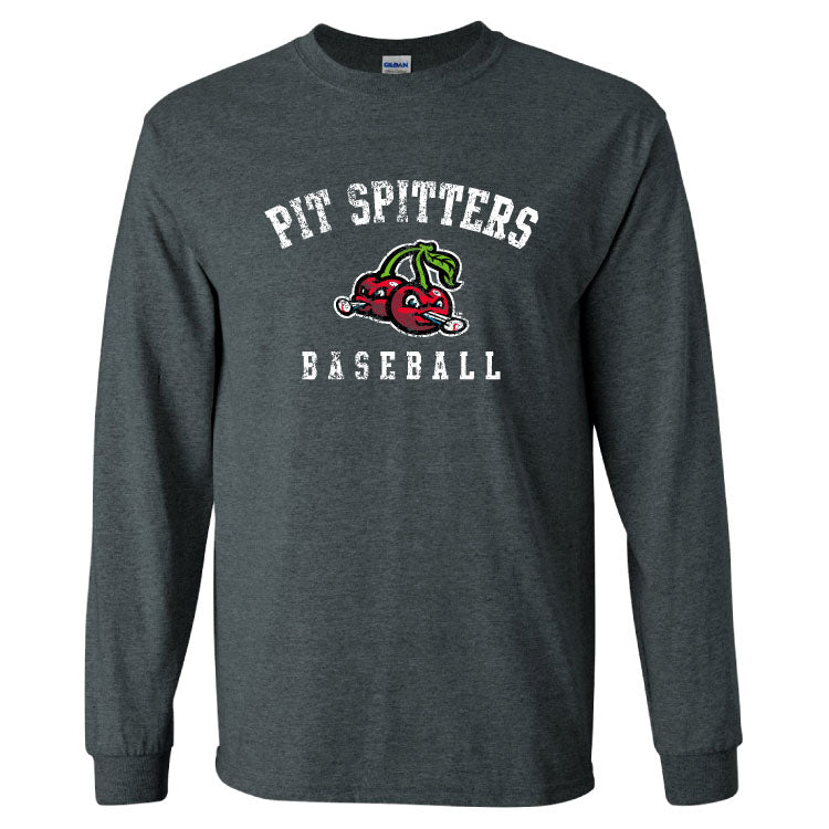 Arched Text/Logo Dark Heather Long Sleeved Tee