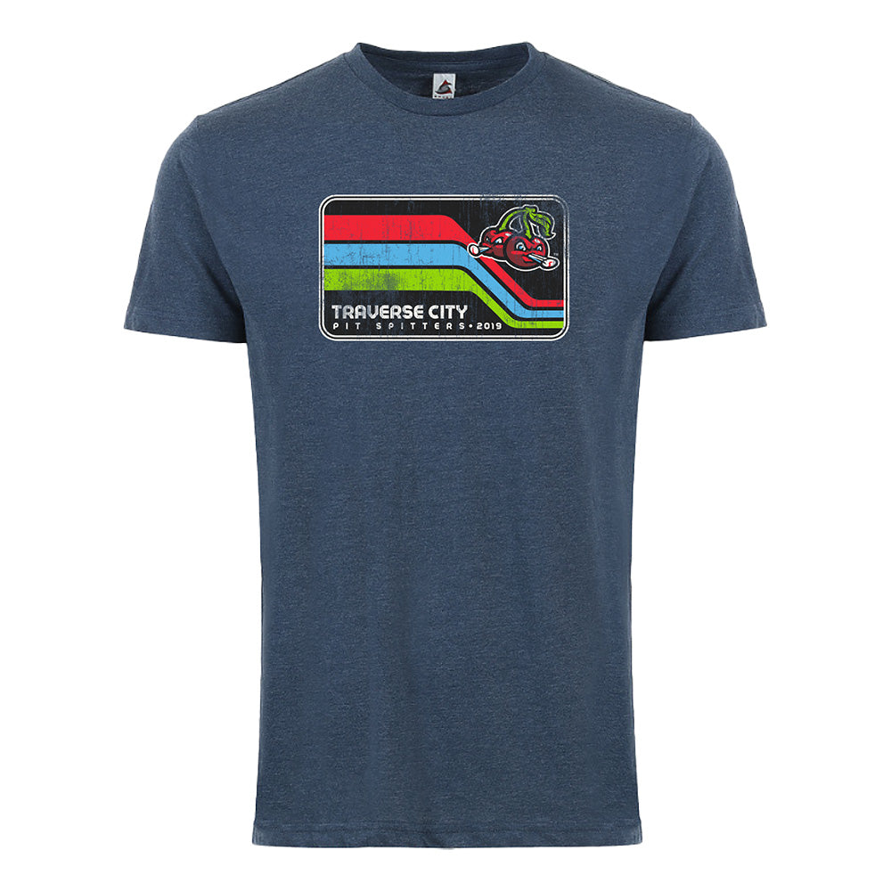 Stripe Heather Navy BiBlend Tee