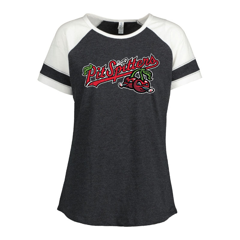 Ladies Distressed Primary Logo Colorblock Jersey Tee