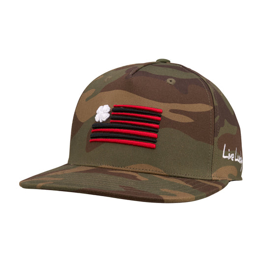 Black Clover Bats Camo/Flag Snapback Cap