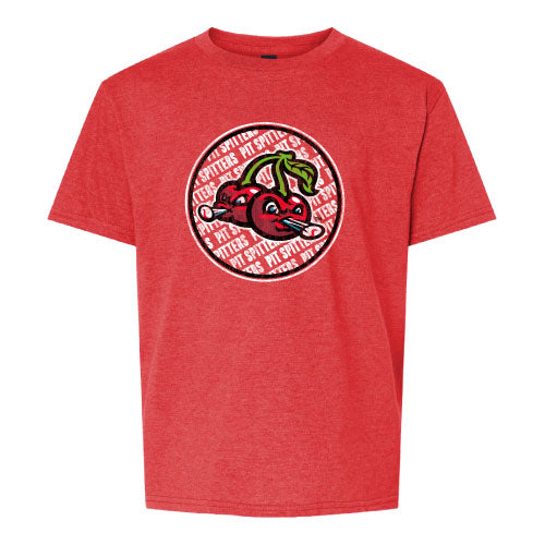 Youth Cherries Circle Logo Heather Red Tee