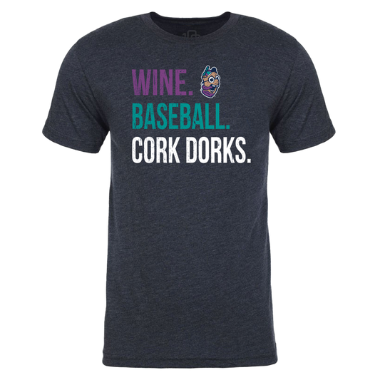 Triblend Wine Baseball Cork Dorks Navy Tee