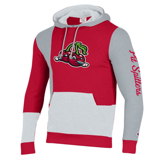 LAST CHANCE 3142 Champion Patchwork Scarlet/Grey Hood LAST CHANCE